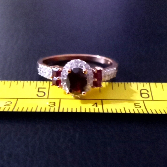 AMERICAN ARIZONA ANTHILL GARNET, PYROPE GARNET AND MOISSANITE RING - Picture 5 of 6